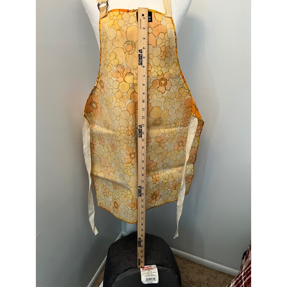 Vintage Jebina Designs Apron Orange Yellow Floral Oilcloth PVC Made in England - Picture 9 of 11